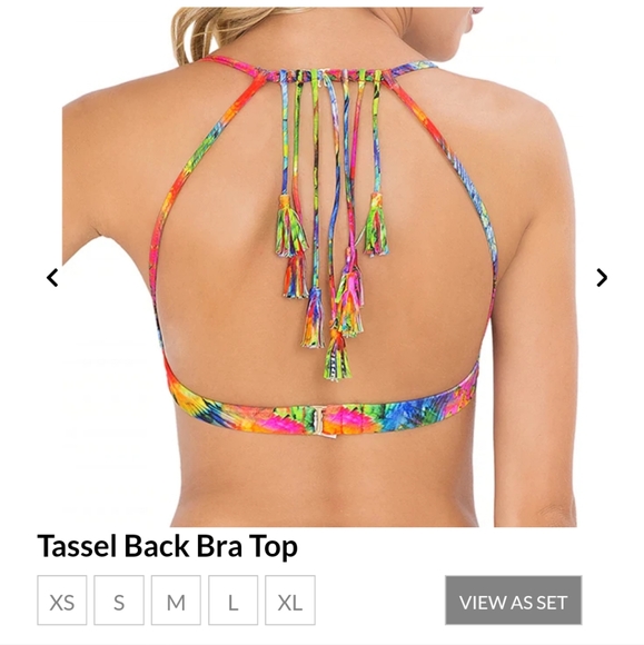 Luli fama mundo de colores full ruched bottom in size M and tassel back top M - Picture 3 of 10